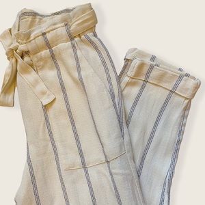 H&M Paper Bag Pant Cream Navy Stripe Size 2